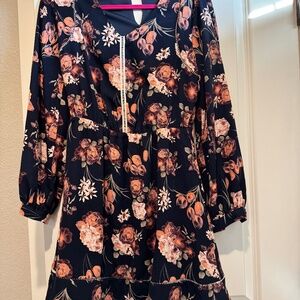 Floral Medium Petite Long Sleeve Dress